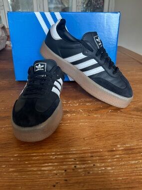 adidas Black and White Gum-Soled Sneakers